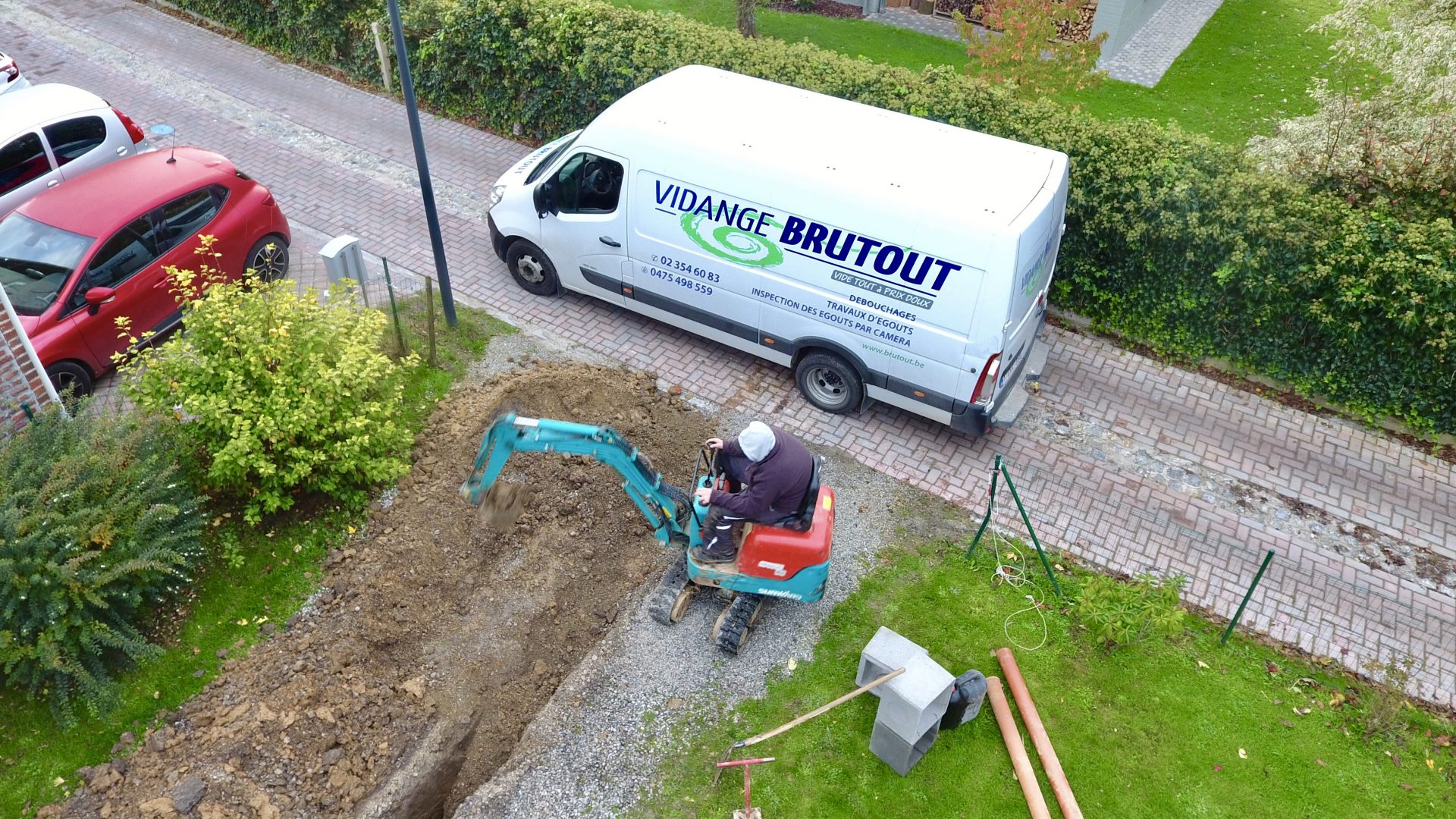 terrassement pour raccordement aux egouts